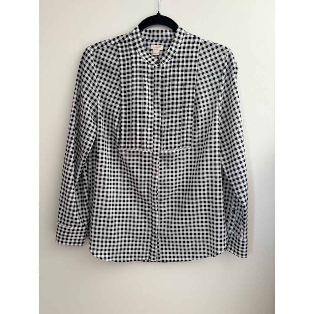 J. Crew Women's‎ Gingham Button Down Long Sleeve Shirt Plaid Blouse Classic Chic